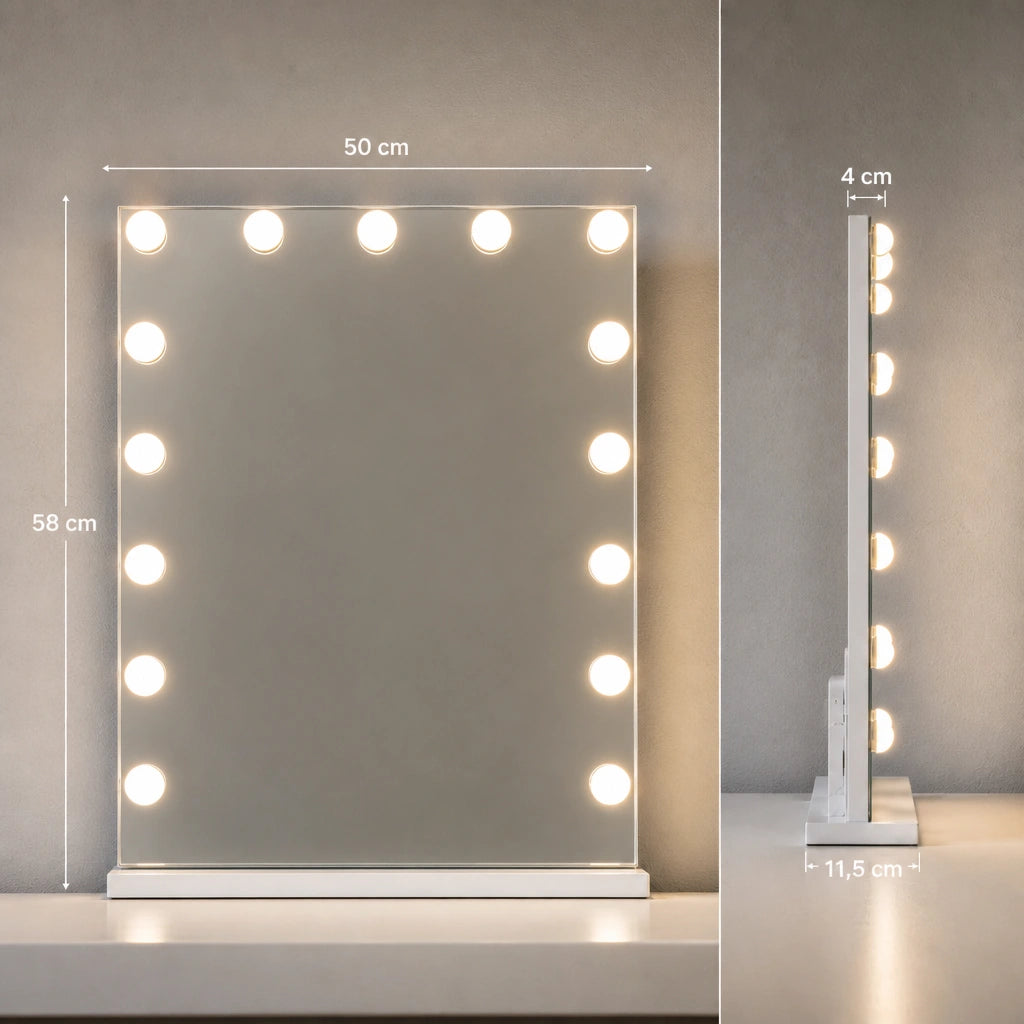 Miroir maquillage Namira grande hauteur - blanc