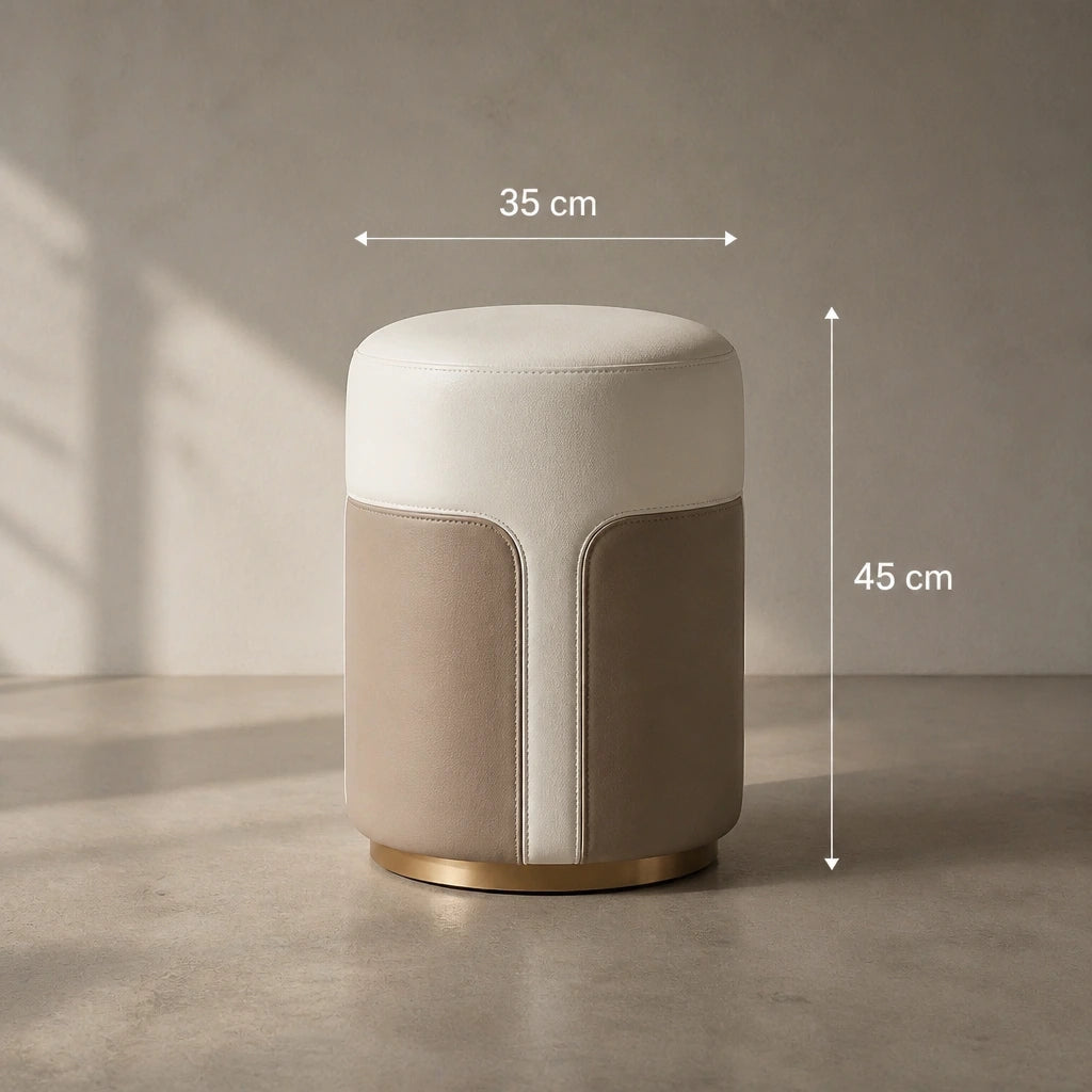 Tabouret de coiffeuse VÉLORA - crème et taupe