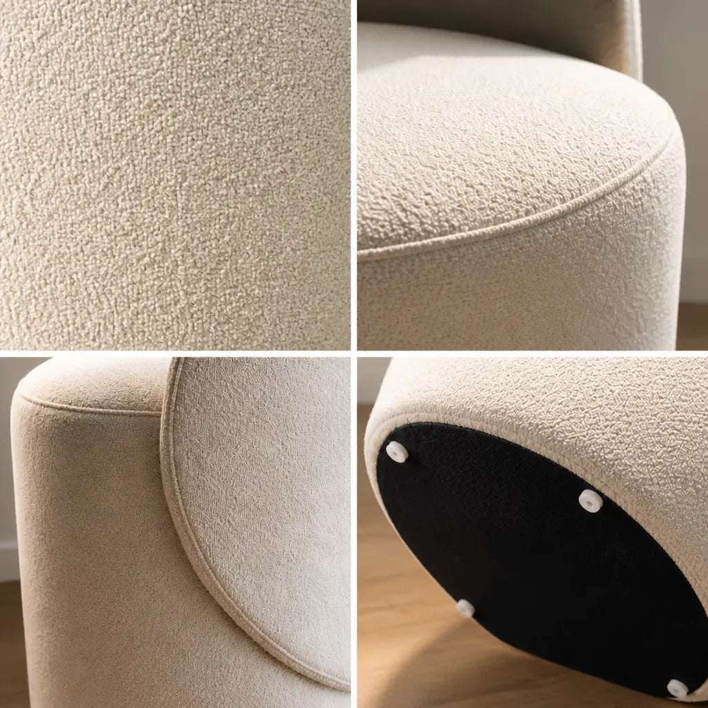 Tabouret de coiffeuse NÉLOR - bouclette crème