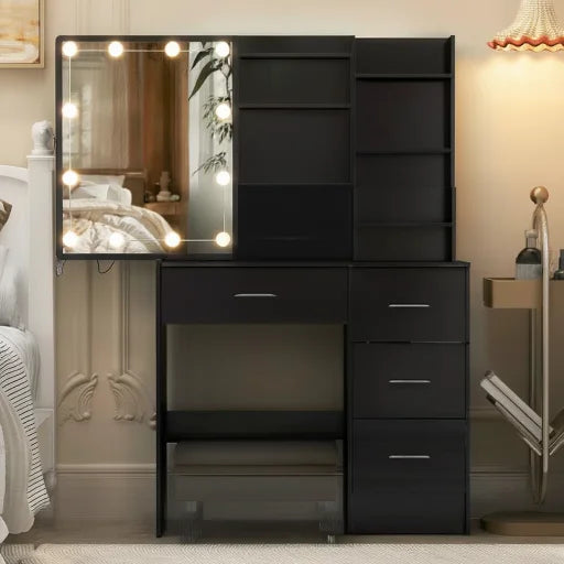 Coiffeuse noire NYX avec miroir Hollywood