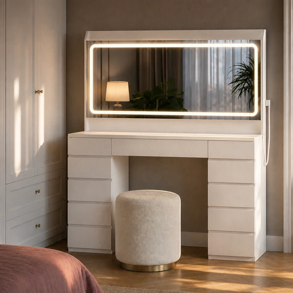 Coiffeuse NOMA - miroir Hollywood, 108 cm