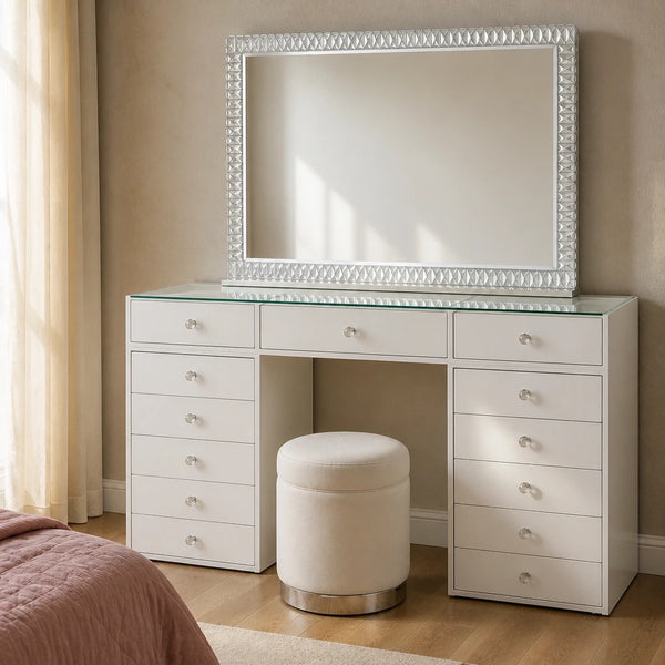 Pack coiffeuse 150 cm + miroir LED 120x80