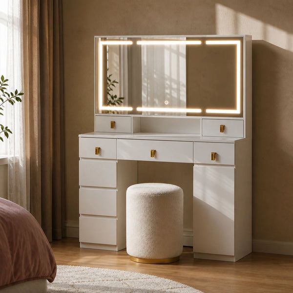 Coiffeuse VEXA - miroir LED 3 côtés