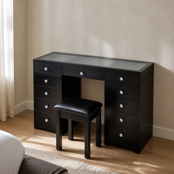 Coiffeuse Classic - plateau verre, noire