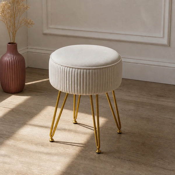 Tabouret de coiffeuse NÉORA - velours, pieds dorés