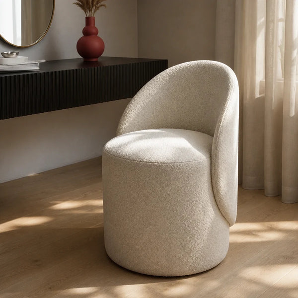 Tabouret de coiffeuse NÉLOR - bouclette crème