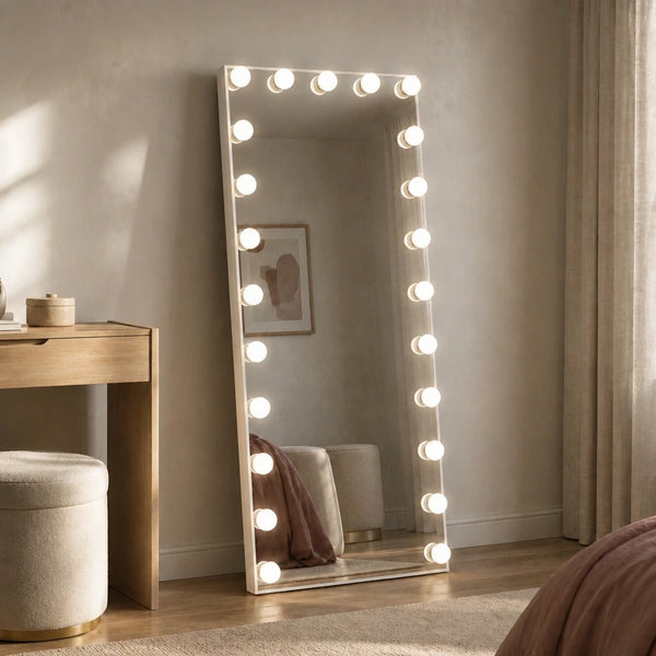 Miroir sur pied lumineux - blanc