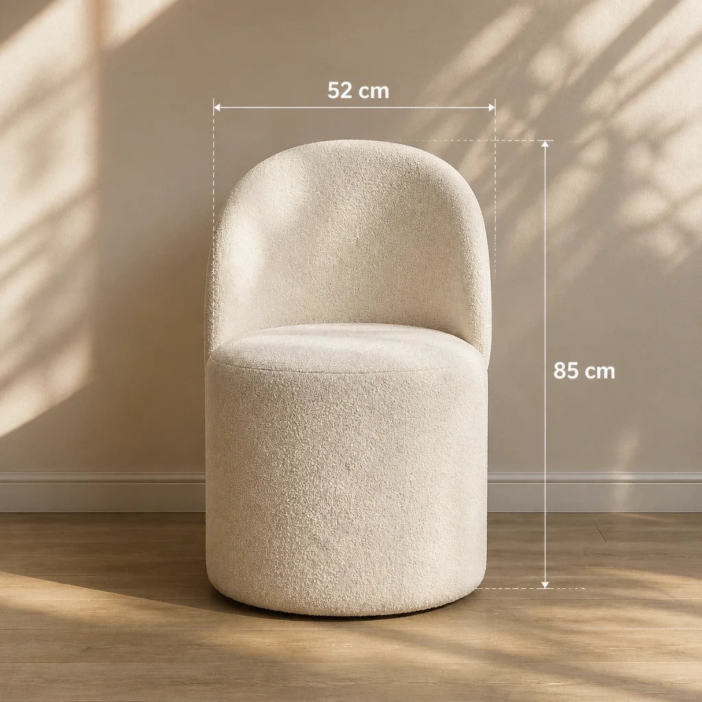 Tabouret de coiffeuse NÉLOR - bouclette crème