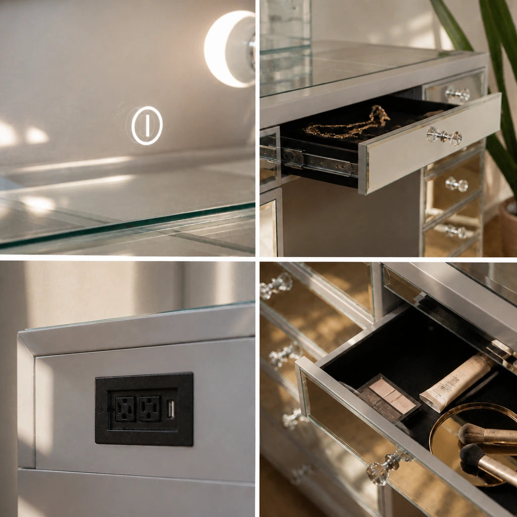 Coiffeuse Hollywood Classic - finition miroir